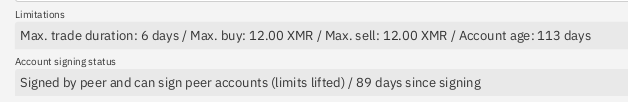 Payment Account limit & signing status